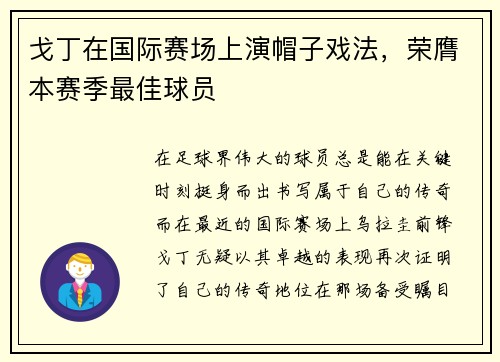 戈丁在国际赛场上演帽子戏法，荣膺本赛季最佳球员