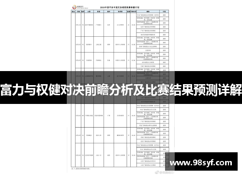 富力与权健对决前瞻分析及比赛结果预测详解