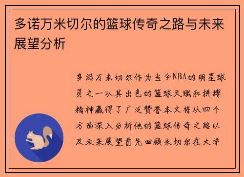 多诺万米切尔的篮球传奇之路与未来展望分析